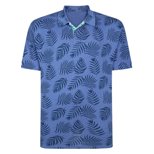 Bigdude Allover Print Polo Shirt Dusty Blue